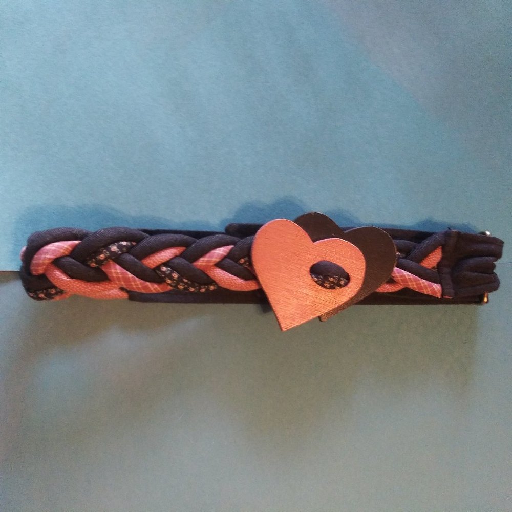 Vintage 90's Sharon Young Dallas Braided Wooden Heart Belt